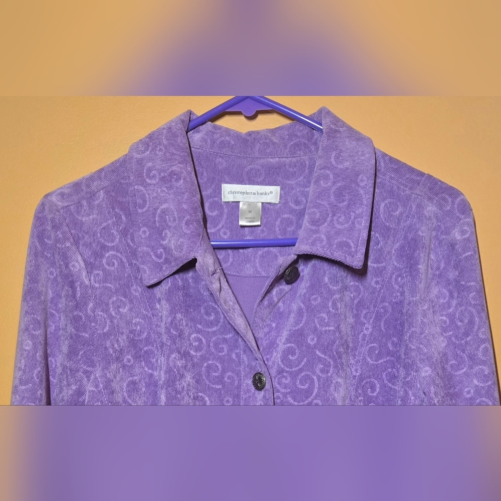 C & B Purple Corduroy Loop Print Blazer PTP=18.5"